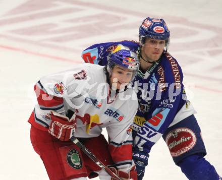 EBEL. Eishockey Bundesliga. EC Rekordfenster VSV gegen Red Bull Salzburg. Mario Altmann (VSV), Taylor Holst (Salzburg). Villach, am 30.12.2010.
Foto: Kuess
---
pressefotos, pressefotografie, kuess, qs, qspictures, sport, bild, bilder, bilddatenbank