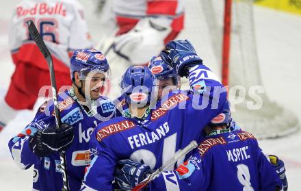 EBEL. Eishockey Bundesliga. EC Rekordfenster VSV gegen Red Bull Salzburg. Torjubel (VSV). Villach, am 30.12.2010.
Foto: Kuess
---
pressefotos, pressefotografie, kuess, qs, qspictures, sport, bild, bilder, bilddatenbank