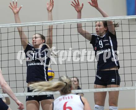 Volleyball Challenge Cup. ATSC Sparkasse Klagenfurt Wildcats gegen Igtisadchi Baku. Samira Mauch, Heike Jensen (Wildcats). Klagenfurt, am 15.12.2010.
Foto: Kuess
---
pressefotos, pressefotografie, kuess, qs, qspictures, sport, bild, bilder, bilddatenbank