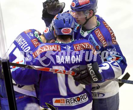 EBEL. Eishockey Bundesliga. EC Rekordfenster VSV gegen KHL Medvescak Zagreb. Torjubel VSV. Villach, am 2.1.2011.
Foto: Kuess

---
pressefotos, pressefotografie, kuess, qs, qspictures, sport, bild, bilder, bilddatenbank