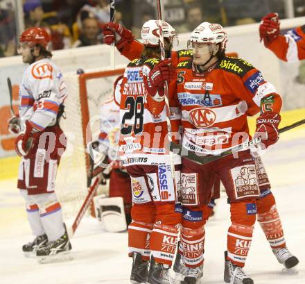 EBEL. Eishockey Bundesliga. EC KAC gegen HK Acroni Jesenice. Torjubel KAC. Klagenfurt, am 2.1.2011.
Foto: Kuess 

---
pressefotos, pressefotografie, kuess, qs, qspictures, sport, bild, bilder, bilddatenbank