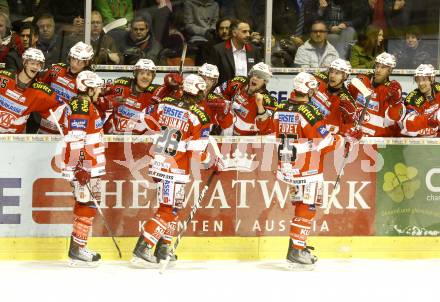 EBEL. Eishockey Bundesliga. EC KAC gegen HK Acroni Jesenice. Torjubel KAC. Klagenfurt, am 2.1.2011.
Foto: Kuess 

---
pressefotos, pressefotografie, kuess, qs, qspictures, sport, bild, bilder, bilddatenbank