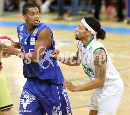 Basketball Bundesliga. Woerthersee Piraten gegen Oberwart Gunners.  Thomas Kennedy,  (Piraten),  Joe Shaw (Oberwart). Klagenfurt, 9.1.2011.
Foto:  Kuess

---
pressefotos, pressefotografie, kuess, qs, qspictures, sport, bild, bilder, bilddatenbank