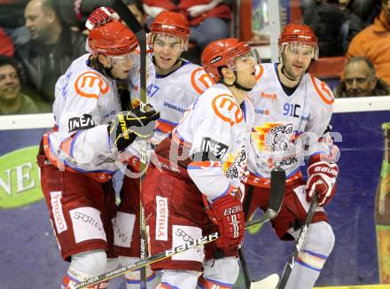 EBEL. Eishockey Bundesliga. EC KAC gegen HK Acroni Jesenice. Torjubel Jesenice. Klagenfurt, am 9.1.2011.
Foto: Kuess 

---
pressefotos, pressefotografie, kuess, qs, qspictures, sport, bild, bilder, bilddatenbank