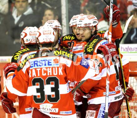 EBEL. Eishockey Bundesliga. EC KAC gegen HK Acroni Jesenice. Torjubel KAC. Klagenfurt, am 9.1.2011.
Foto: Kuess 

---
pressefotos, pressefotografie, kuess, qs, qspictures, sport, bild, bilder, bilddatenbank