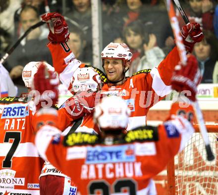 EBEL. Eishockey Bundesliga. EC KAC gegen HK Acroni Jesenice. Torjubel Mike Craig (KAC). Klagenfurt, am 9.1.2011.
Foto: Kuess 

---
pressefotos, pressefotografie, kuess, qs, qspictures, sport, bild, bilder, bilddatenbank