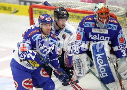 EBEL. Eishockey Bundesliga. EC Rekordfenster VSV gegen SAPA Fehervar AV19. Greg Kuznik, Gert Prohaska, (VSV), Eric Johansson (Alba Volan). Villach, am 14.1.2011.
Foto: Kuess

---
pressefotos, pressefotografie, kuess, qs, qspictures, sport, bild, bilder, bilddatenbank