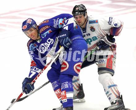 EBEL. Eishockey Bundesliga. EC Rekordfenster VSV gegen SAPA Fehervar AV19. Joshua Langfeld, (VSV), Andras Horvath (Alba Volan). Villach, am 14.1.2011.
Foto: Kuess

---
pressefotos, pressefotografie, kuess, qs, qspictures, sport, bild, bilder, bilddatenbank