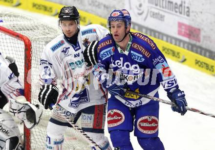 EBEL. Eishockey Bundesliga. EC Rekordfenster VSV gegen SAPA Fehervar AV19. Tomaz Razingar, (VSV), Daniel Fekete (Alba Volan). Villach, am 14.1.2011.
Foto: Kuess

---
pressefotos, pressefotografie, kuess, qs, qspictures, sport, bild, bilder, bilddatenbank