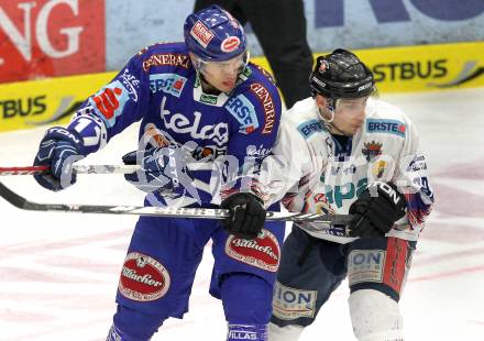 EBEL. Eishockey Bundesliga. EC Rekordfenster VSV gegen SAPA Fehervar AV19. Joshua Langfeld, (VSV), Viktor Tokaji (Alba Volan). Villach, am 14.1.2011.
Foto: Kuess

---
pressefotos, pressefotografie, kuess, qs, qspictures, sport, bild, bilder, bilddatenbank