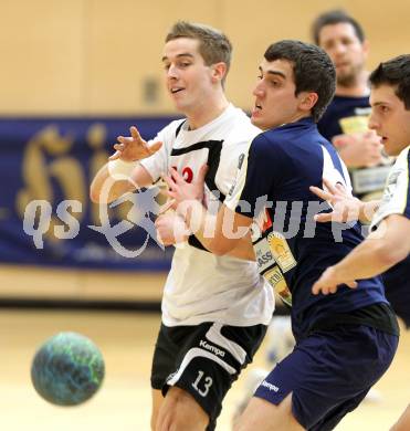 Handball Bundesliga. SC Ferlach gegen Hollabrunn. Tobias Huber (Ferlach), Christian Schoerg (Hollabrunn). Ferlach, 15.1.2011.
Foto: Kuess
---
pressefotos, pressefotografie, kuess, qs, qspictures, sport, bild, bilder, bilddatenbank