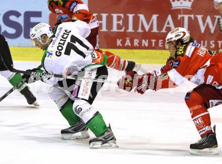 EBEL. Eishockey Bundesliga. EC KAC gegen HDD TILIA Olimpija Ljubljana. Thomas HUndertpfund,  (KAC), Bostjan Golicic (Laibach). Klagenfurt, am 16.1.2011.
Foto: Kuess 

---
pressefotos, pressefotografie, kuess, qs, qspictures, sport, bild, bilder, bilddatenbank