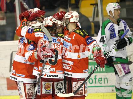 EBEL. Eishockey Bundesliga. EC KAC gegen HDD TILIA Olimpija Ljubljana. Torjubel KAC. Klagenfurt, am 16.1.2011.
Foto: Kuess 

---
pressefotos, pressefotografie, kuess, qs, qspictures, sport, bild, bilder, bilddatenbank