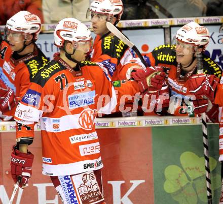 EBEL. Eishockey Bundesliga. EC KAC gegen HDD TILIA Olimpija Ljubljana. Torjubel Sean Brown (KAC). Klagenfurt, am 16.1.2011.
Foto: Kuess 

---
pressefotos, pressefotografie, kuess, qs, qspictures, sport, bild, bilder, bilddatenbank