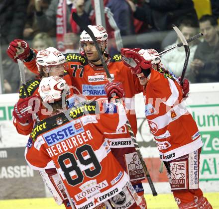 EBEL. Eishockey Bundesliga. EC KAC gegen HDD TILIA Olimpija Ljubljana. Torjubel KAC. Klagenfurt, am 16.1.2011.
Foto: Kuess 

---
pressefotos, pressefotografie, kuess, qs, qspictures, sport, bild, bilder, bilddatenbank