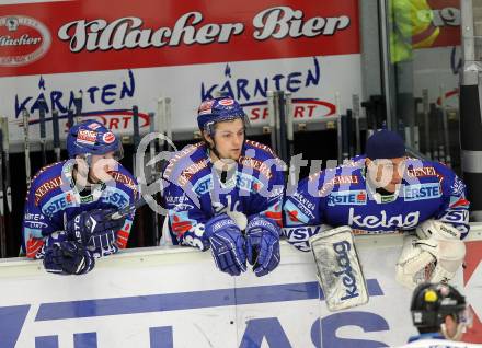 EBEL. Eishockey Bundesliga. EC VSV gegen  SAPA Fehervar AV19. Wiedergut Andreas, Marco Zorec, Starkbaum Bernhard  (VSV). Villach, am 14.1.2011.
Foto: Kuess
---
pressefotos, pressefotografie, kuess, qs, qspictures, sport, bild, bilder, bilddatenbank