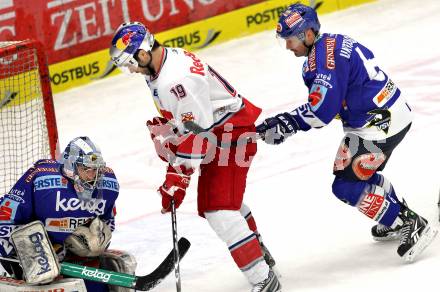 EBEL. Eishockey Bundesliga. EC  VSV gegen EC Red Bull Salzburg.  Bernhard Starkbaum, Gerhard Unterluggauer, (VSV),  Abid Ramzi (Salzburg). Villach, am 21.1.2011.
Foto: Kuess 


---
pressefotos, pressefotografie, kuess, qs, qspictures, sport, bild, bilder, bilddatenbank