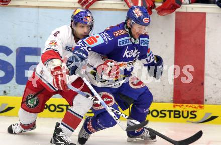 EBEL. Eishockey Bundesliga. EC  VSV gegen EC Red Bull Salzburg.  Roland Kaspitz, (VSV), Thomas Koch (Salzburg). Villach, am 21.1.2011.
Foto: Kuess 


---
pressefotos, pressefotografie, kuess, qs, qspictures, sport, bild, bilder, bilddatenbank