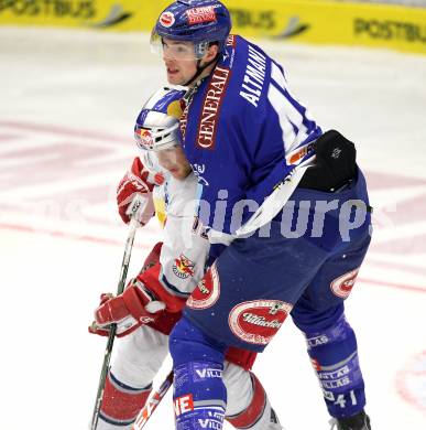 EBEL. Eishockey Bundesliga. EC  VSV gegen EC Red Bull Salzburg.  Mario Altmann, (VSV), Ryan Duncan (Salzburg). Villach, am 21.1.2011.
Foto: Kuess 


---
pressefotos, pressefotografie, kuess, qs, qspictures, sport, bild, bilder, bilddatenbank