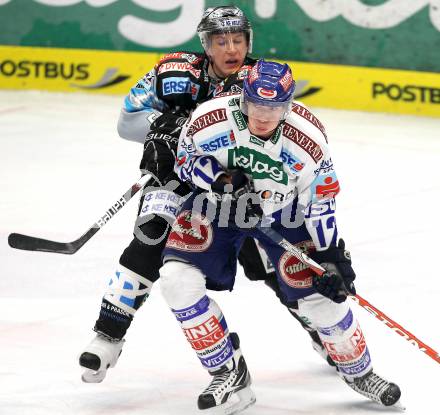 EBEL. Eishockey Bundesliga. EC  VSV gegen EHC LIWEST Linz. Andreas Kristler,  (VSV), Martin Grabher Meier (Linz). Villach, am 23.1.2011.
Foto: Kuess 


---
pressefotos, pressefotografie, kuess, qs, qspictures, sport, bild, bilder, bilddatenbank