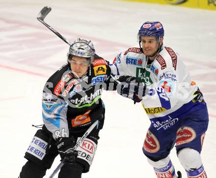 EBEL. Eishockey Bundesliga. EC  VSV gegen EHC LIWEST Linz. Michael Martin,  (VSV), Martin Mairitsch (Linz). Villach, am 23.1.2011.
Foto: Kuess 


---
pressefotos, pressefotografie, kuess, qs, qspictures, sport, bild, bilder, bilddatenbank