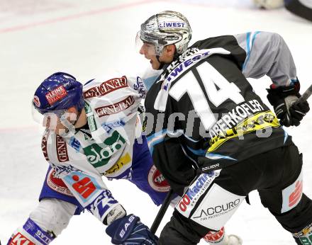 EBEL. Eishockey Bundesliga. EC  VSV gegen EHC LIWEST Linz. Matt Ryan,  (VSV), Daniel Oberkofler (Linz). Villach, am 23.1.2011.
Foto: Kuess 


---
pressefotos, pressefotografie, kuess, qs, qspictures, sport, bild, bilder, bilddatenbank