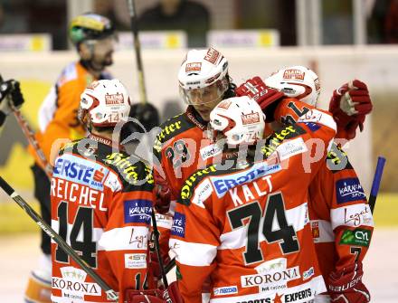 EBEL. Eishockey Bundesliga. KAC gegen Graz 99ers.  Torjubel KAC. Klagenfurt, am 25.1.2011.
Foto: Kuess 

---
pressefotos, pressefotografie, kuess, qs, qspictures, sport, bild, bilder, bilddatenbank