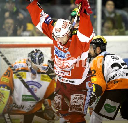 EBEL. Eishockey Bundesliga. KAC gegen Graz 99ers. Torjubel Christoph Brandner (KAC). Klagenfurt, am 25.1.2011.
Foto: Kuess 

---
pressefotos, pressefotografie, kuess, qs, qspictures, sport, bild, bilder, bilddatenbank