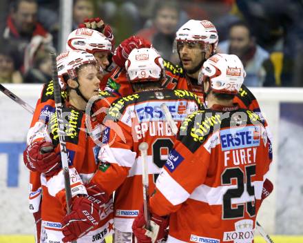 EBEL. Eishockey Bundesliga. KAC gegen EHC LIWEST BLACK WINGS LINZ. Torjubel KAC. Klagenfurt, am 28.1.2011.
Foto: Kuess 

---
pressefotos, pressefotografie, kuess, qs, qspictures, sport, bild, bilder, bilddatenbank