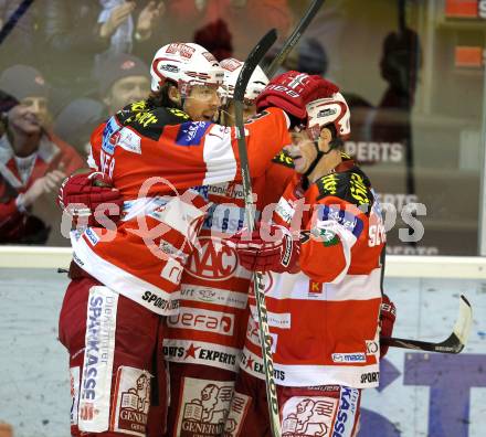 EBEL. Eishockey Bundesliga. KAC gegen EHC LIWEST BLACK WINGS LINZ. Torjubel KAC. Klagenfurt, am 28.1.2011.
Foto: Kuess 

---
pressefotos, pressefotografie, kuess, qs, qspictures, sport, bild, bilder, bilddatenbank