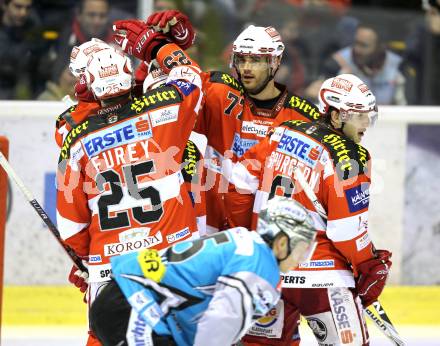 EBEL. Eishockey Bundesliga. KAC gegen EHC LIWEST BLACK WINGS LINZ. Torjubel KAC. Klagenfurt, am 28.1.2011.
Foto: Kuess 

---
pressefotos, pressefotografie, kuess, qs, qspictures, sport, bild, bilder, bilddatenbank