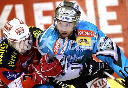 EBEL. Eishockey Bundesliga. KAC gegen EHC LIWEST BLACK WINGS LINZ. Herbert Ratz, (KAC), Reid Cashman (Linz). Klagenfurt, am 28.1.2011.
Foto: Kuess 

---
pressefotos, pressefotografie, kuess, qs, qspictures, sport, bild, bilder, bilddatenbank