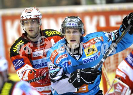 EBEL. Eishockey Bundesliga. KAC gegen EHC LIWEST BLACK WINGS LINZ. Herbert Ratz, (KAC), Martin Grabher Meier (Linz). Klagenfurt, am 28.1.2011.
Foto: Kuess 

---
pressefotos, pressefotografie, kuess, qs, qspictures, sport, bild, bilder, bilddatenbank