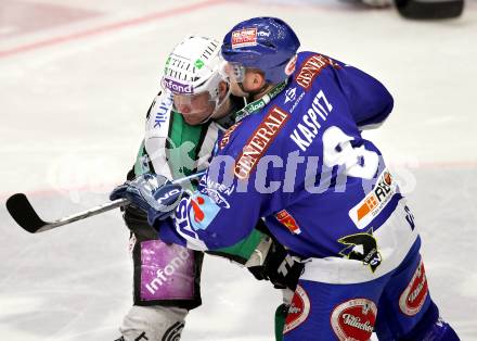 EBEL. Eishockey Bundesliga. EC  VSV gegen HDD TILIA Olimpija Ljubljana. Roland Kaspitz,  (VSV), Matej Hocevar (Laibach). Villach, am 30.1.2011.
Foto: Kuess 


---
pressefotos, pressefotografie, kuess, qs, qspictures, sport, bild, bilder, bilddatenbank