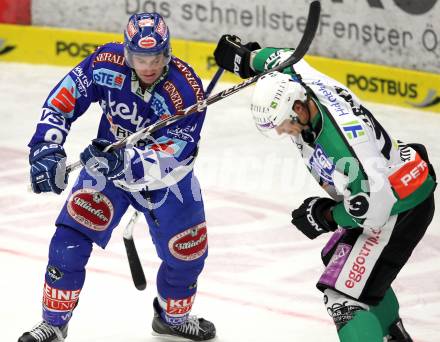 EBEL. Eishockey Bundesliga. EC  VSV gegen HDD TILIA Olimpija Ljubljana.  Tomaz Razingar, (VSV), Henry Burke (Laibach). Villach, am 30.1.2011.
Foto: Kuess 


---
pressefotos, pressefotografie, kuess, qs, qspictures, sport, bild, bilder, bilddatenbank