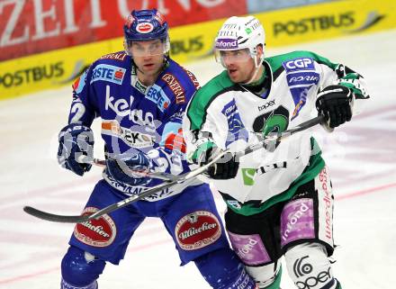 EBEL. Eishockey Bundesliga. EC  VSV gegen HDD TILIA Olimpija Ljubljana. Greg Kuznik,  (VSV), Jure Stopar (Laibach). Villach, am 30.1.2011.
Foto: Kuess 


---
pressefotos, pressefotografie, kuess, qs, qspictures, sport, bild, bilder, bilddatenbank