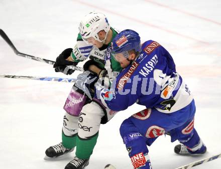 EBEL. Eishockey Bundesliga. EC  VSV gegen HDD TILIA Olimpija Ljubljana. Roland Kaspitz,  (VSV), Domen Vedlin (Laibach). Villach, am 30.1.2011.
Foto: Kuess 


---
pressefotos, pressefotografie, kuess, qs, qspictures, sport, bild, bilder, bilddatenbank