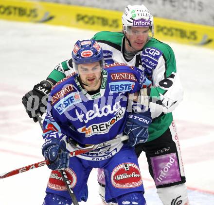 EBEL. Eishockey Bundesliga. EC  VSV gegen HDD TILIA Olimpija Ljubljana. Jonathan Ferland, (VSV), Bostjan Groznik (Laibach). Villach, am 30.1.2011.
Foto: Kuess 


---
pressefotos, pressefotografie, kuess, qs, qspictures, sport, bild, bilder, bilddatenbank