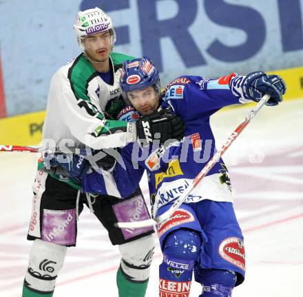 EBEL. Eishockey Bundesliga. EC  VSV gegen HDD TILIA Olimpija Ljubljana.  Jonathan Ferland, (VSV), Ziga Pavlin (Laibach). Villach, am 30.1.2011.
Foto: Kuess 


---
pressefotos, pressefotografie, kuess, qs, qspictures, sport, bild, bilder, bilddatenbank