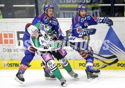 EBEL. Eishockey Bundesliga. EC  VSV gegen HDD TILIA Olimpija Ljubljana. Tomaz Razingar, Derek Damon,  (VSV), Jure Stopar (Laibach). Villach, am 30.1.2011.
Foto: Kuess 


---
pressefotos, pressefotografie, kuess, qs, qspictures, sport, bild, bilder, bilddatenbank