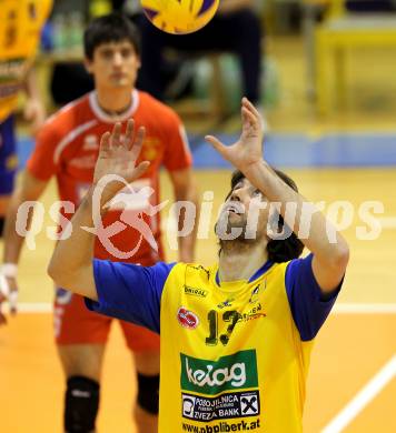 Volleyball. GM Capital Challenge Cup Men 2010/2011.  SK Posojilnica Aich/Dob (AUT)  vs VC Prefaxis MENEN (Bel). Reiser Gerald (Aich/Dob). Prevalje, 1.2.2011.
Foto: Kuess

---
pressefotos, pressefotografie, kuess, qs, qspictures, sport, bild, bilder, bilddatenbank