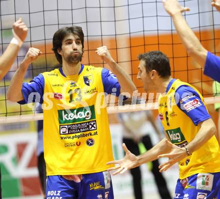 Volleyball. GM Capital Challenge Cup Men 2010/2011.  SK Posojilnica Aich/Dob (AUT)  vs VC Prefaxis MENEN (Bel). Reiser Gerald, Koch Robert (Aich/Dob). Prevalje, 1.2.2011.
Foto: Kuess

---
pressefotos, pressefotografie, kuess, qs, qspictures, sport, bild, bilder, bilddatenbank