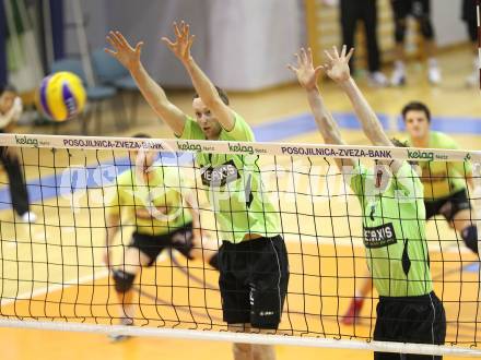 Volleyball. GM Capital Challenge Cup Men 2010/2011.  SK Posojilnica Aich/Dob (AUT)  vs VC Prefaxis MENEN (Bel). Ver Eecke Anshel, Lamont  Christopher  (MENEN). Prevalje, 1.2.2011.
Foto: Kuess

---
pressefotos, pressefotografie, kuess, qs, qspictures, sport, bild, bilder, bilddatenbank