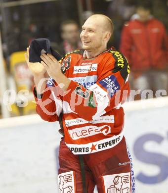 EBEL. Eishockey Bundesliga. KAC gegen VSV. Jubel Mike Siklenka (KAC). Klagenfurt, am 4.2.2011.
Foto: Kuess 

---
pressefotos, pressefotografie, kuess, qs, qspictures, sport, bild, bilder, bilddatenbank