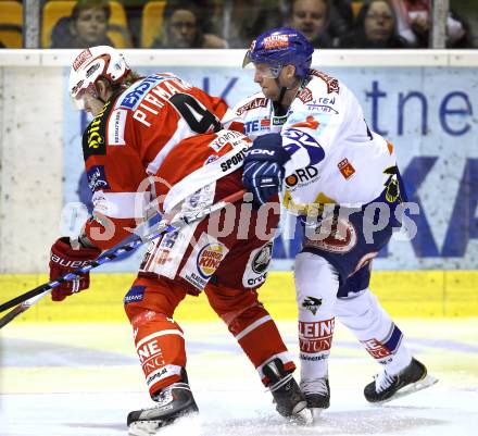 EBEL. Eishockey Bundesliga. KAC gegen VSV. Markus Pirmann, (KAC),  Marvin Degon (VSV). Klagenfurt, am 4.2.2011.
Foto: Kuess 

---
pressefotos, pressefotografie, kuess, qs, qspictures, sport, bild, bilder, bilddatenbank