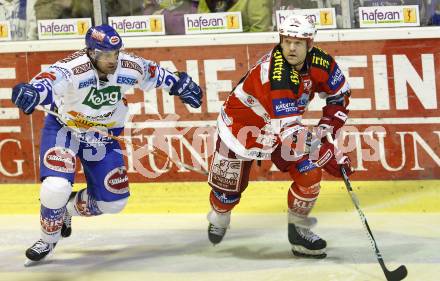 EBEL. Eishockey Bundesliga. KAC gegen VSV. Jeff Shantz, (KAC),  Greg Kuznik (VSV). Klagenfurt, am 4.2.2011.
Foto: Kuess 

---
pressefotos, pressefotografie, kuess, qs, qspictures, sport, bild, bilder, bilddatenbank