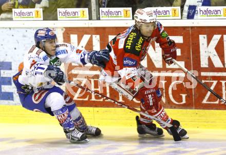 EBEL. Eishockey Bundesliga. KAC gegen VSV. Kirk Furey, (KAC),  Nico Toff (VSV). Klagenfurt, am 4.2.2011.
Foto: Kuess 

---
pressefotos, pressefotografie, kuess, qs, qspictures, sport, bild, bilder, bilddatenbank