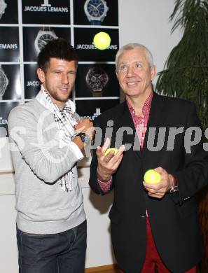 Tennis. Pressekonferenz Juergen Melzer.  Juergen Melzer, Alfred Riedl (Jacques Lemans). St. Veit, am 3.2.2011.
Foto: Kuess
---
pressefotos, pressefotografie, kuess, qs, qspictures, sport, bild, bilder, bilddatenbank