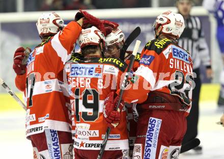 EBEL. Eishockey Bundesliga. KAC gegen VSV. Torjubel KAC. Klagenfurt, am 4.2.2011.
Foto: Kuess 

---
pressefotos, pressefotografie, kuess, qs, qspictures, sport, bild, bilder, bilddatenbank