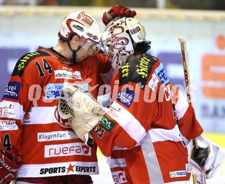 EBEL. Eishockey Bundesliga. KAC gegen EC Red Bull Salzburg. Johannes Reichel, Andy Chiodo (KAC). Klagenfurt, am 6.2.2011.
Foto: Kuess 

---
pressefotos, pressefotografie, kuess, qs, qspictures, sport, bild, bilder, bilddatenbank